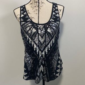 Express Black and Silver Sequin Tank